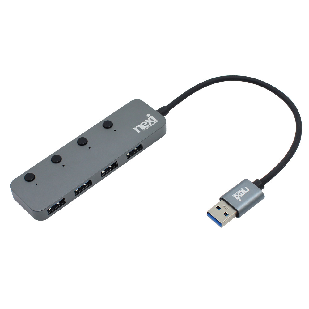 USB3.0 4포트 허브 확장 개별 유전원 인디케이터 블랙 케이블 커넥터 단자 잭 컨넥터 짹 선 라인 연결