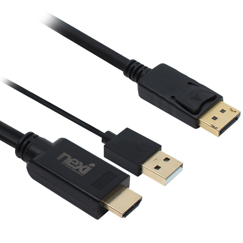 HDMI 디스플레이포트 V1.2 USB전원 연결 케이블 1.5M 케이블 커넥터 단자 잭 컨넥터 짹 선 라인 연결
