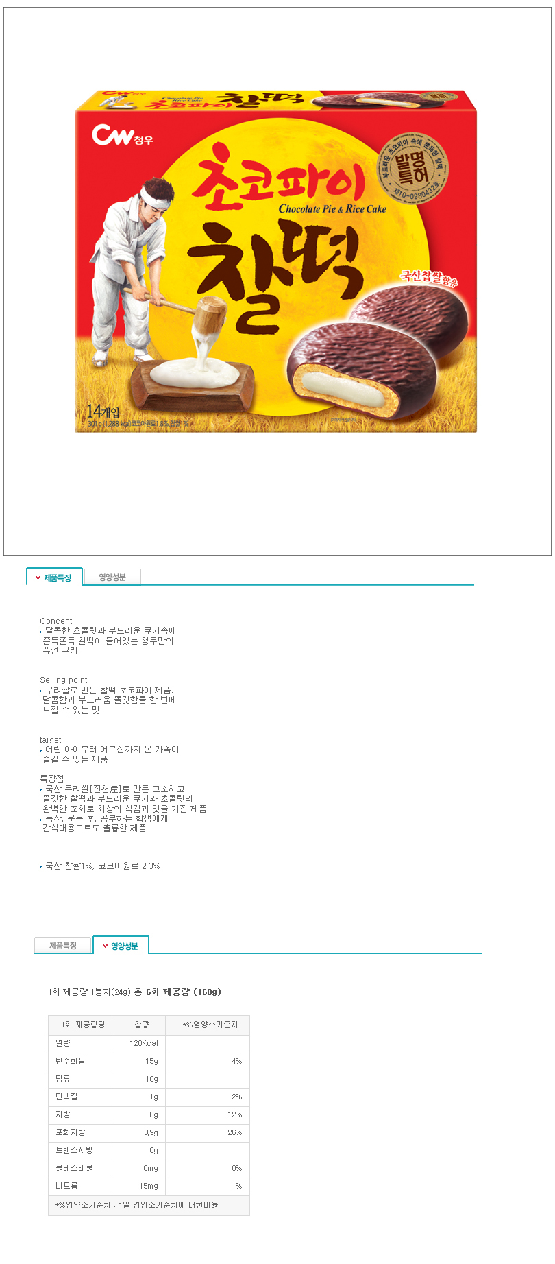 Chungwoo Food Choco Pie Rice cake 301g x 8 pieces