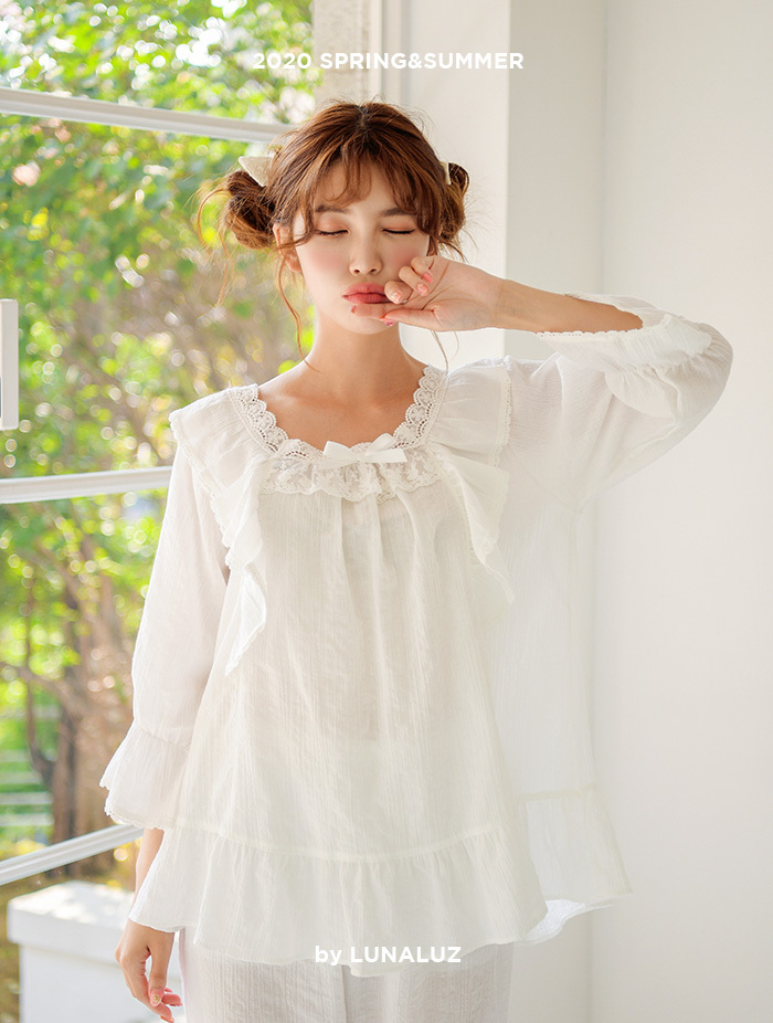 [销售] [象牙色，黄色 - 缺货]女式雪棉人造丝上衣和下装（3C 短袖）20-03931