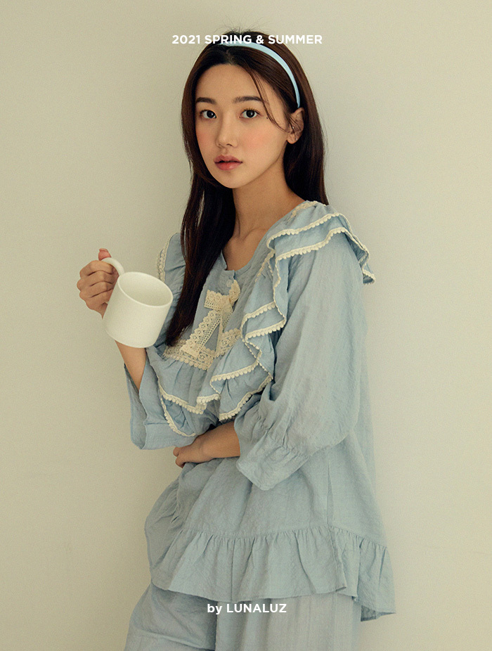 [销售] [缺货-蓝色]女式 Miu 人造丝棉基本款 5 裤上下 (2C) 21-01332