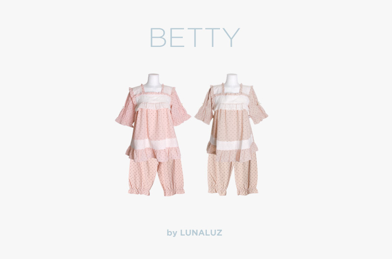 [Pink - sold out]Women&#039;s Betty Cotton Top and Bottom (2C Short-Sleeved Square Neck) 21-02832