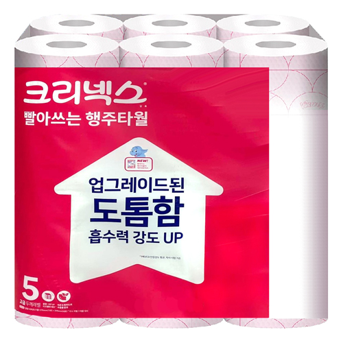 크리넥스 빨아쓰는 행주 타월 핑크 45매 (6롤)