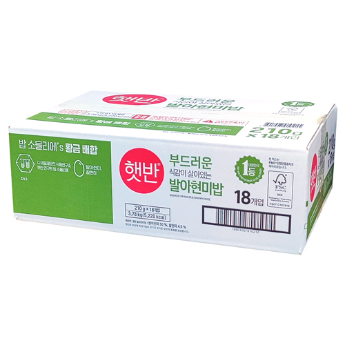 CJ 햇반 부드러운 발아 현미밥 210g (18개)