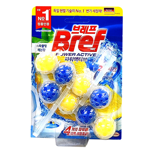 브레프 파워 액티브 변기세정제 스파클링 레몬향 50g (2개입)