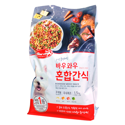 바우와우 혼합 간식 애견용 1.5kg