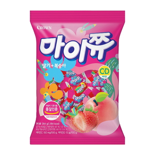 크라운 마이쮸 딸기 복숭아 트위스트 284g x 20봉