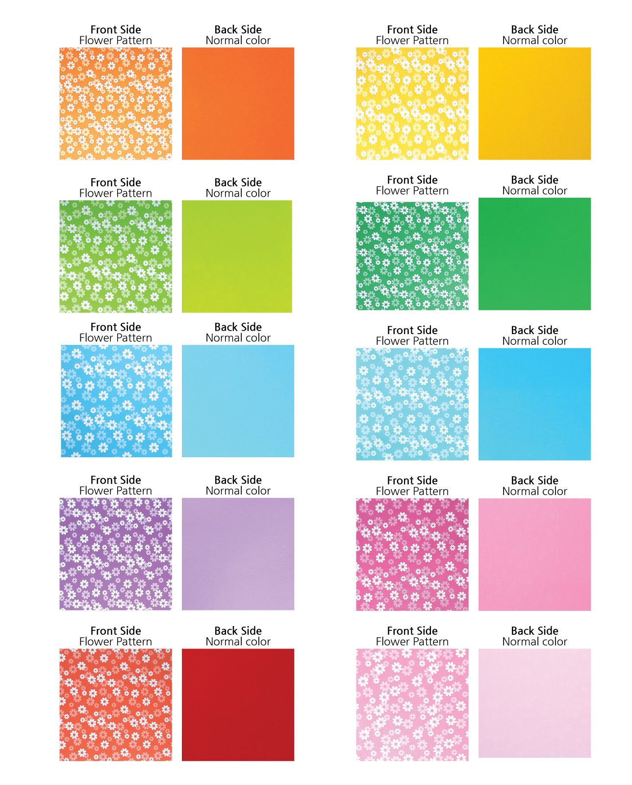 Flower pattern Colored paper2, Double Sided colored paper20colors