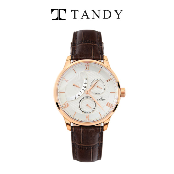 [TANDY] 탠디 멀티가죽 손목시계 요일 날짜 초침, T-1571 RGWBR