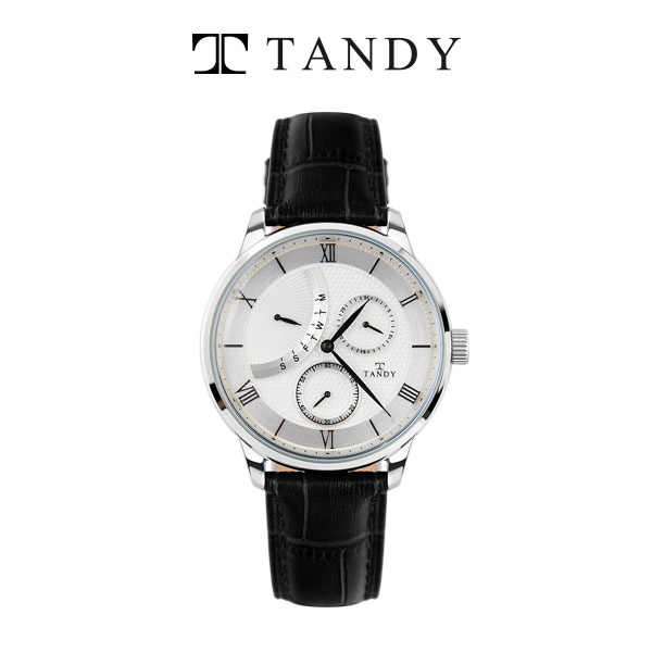 [TANDY] 탠디 멀티가죽 손목시계 요일 날짜 초침, T-1571 SWB