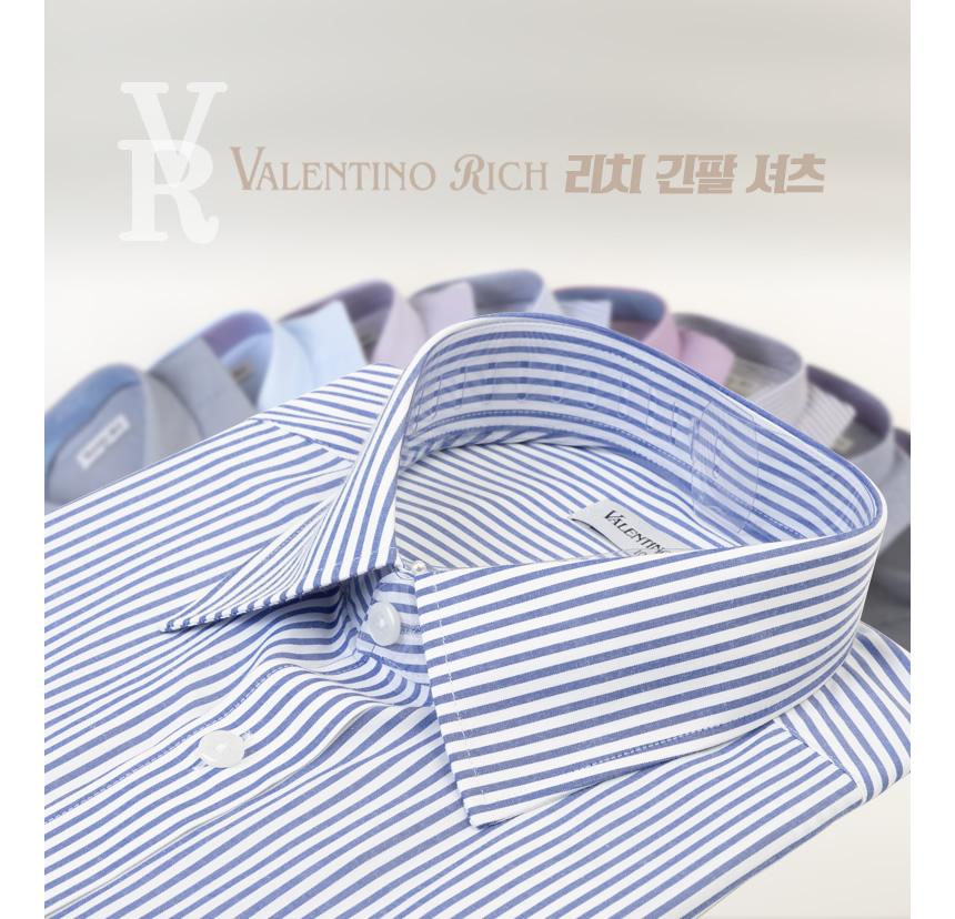 슈트파크 중년남성정장 국민브랜드 와이셔츠 블루줄무늬 일자형 상세이미지
