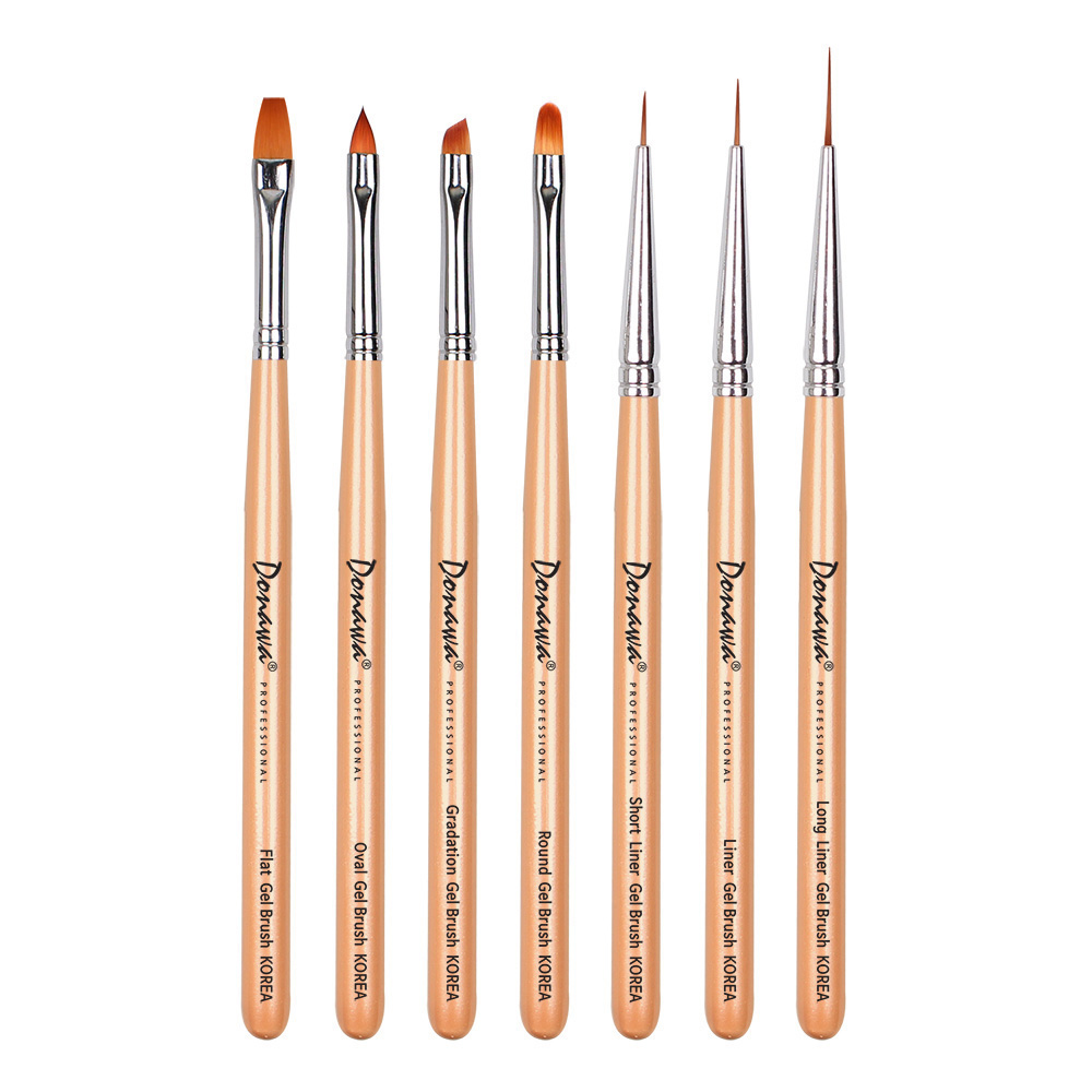 도나와,donawa,젤네일아트,네일아트브러시,브러시세트,네일브러시,젤네일브러시,손톱솔,네일재료,젤브러시,도나와 젤 네일아트 젤브러시 7종 베이지 세트 DSGB-SB-BE