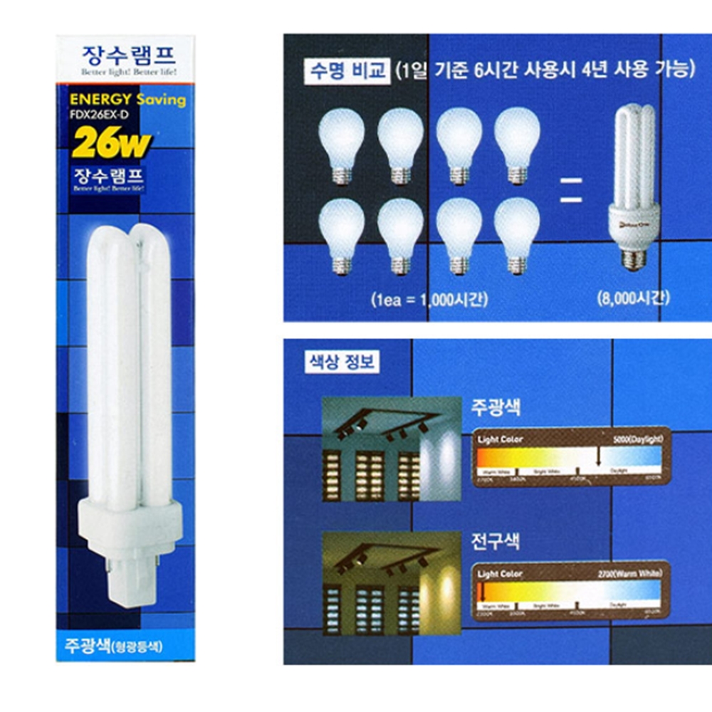 돈스텔 조명등 삼파장전구 장수 FDX 26W 주광색