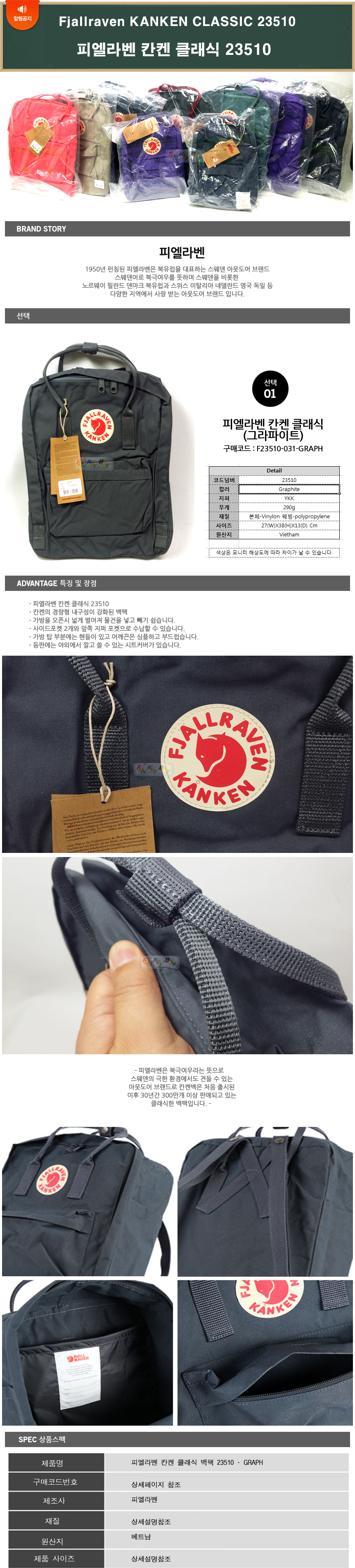 NEW BACKPACK Fjallraven Kanken Classic 23510