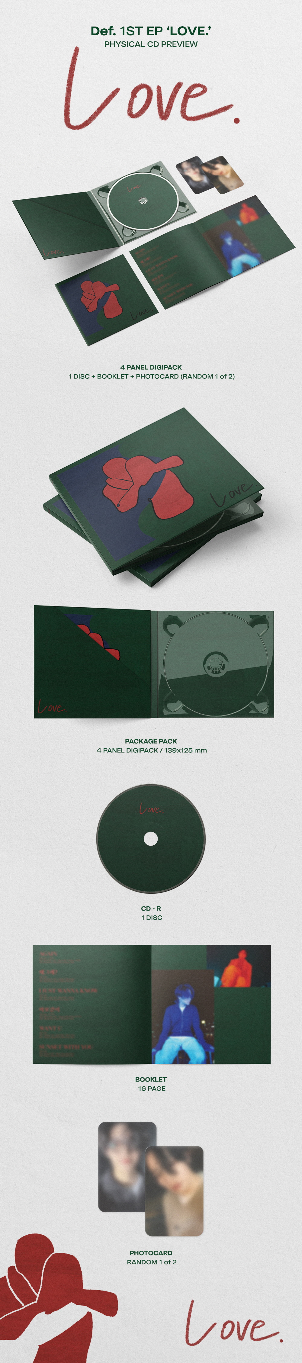 Def. - 1st EP album [Love.] Def. Def.album LOVE. LOVE Def Def.LOVE. CD album photobook photocard kpop