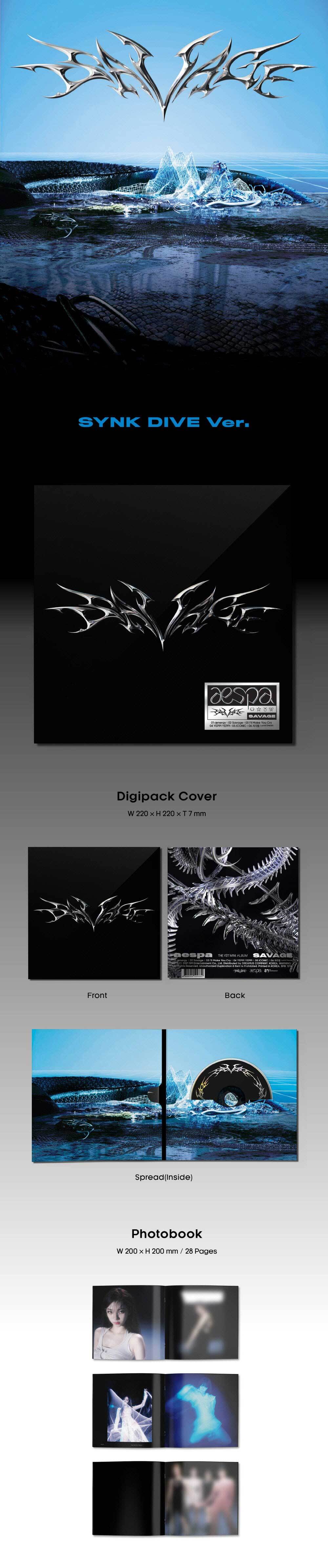 aespa - 1ST MINI ALBUM [Savage] (SYNK DIVE Ver.) aespa SAVAGE 1st mini album Photobook Digipack case