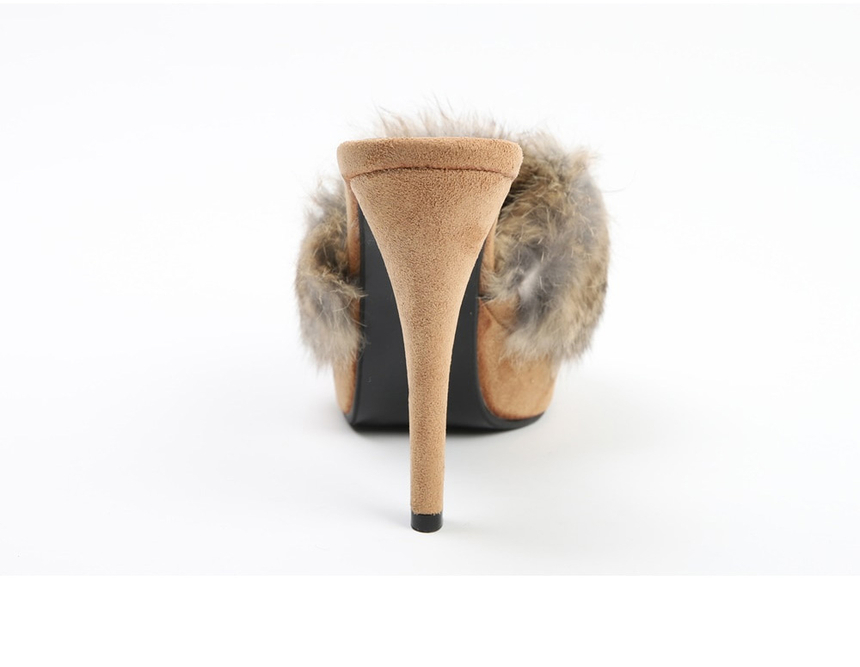 천연토끼털 가보시 스웨이드뮬 여성뮬슬리퍼형샌들