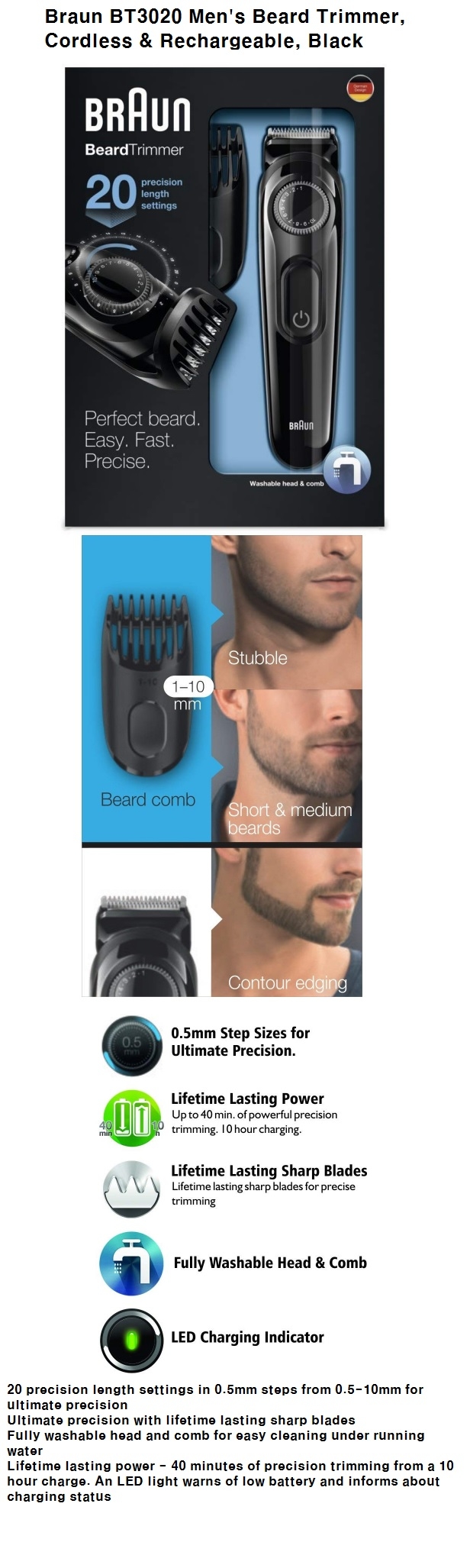 braun beard trimmer bt3020 charger