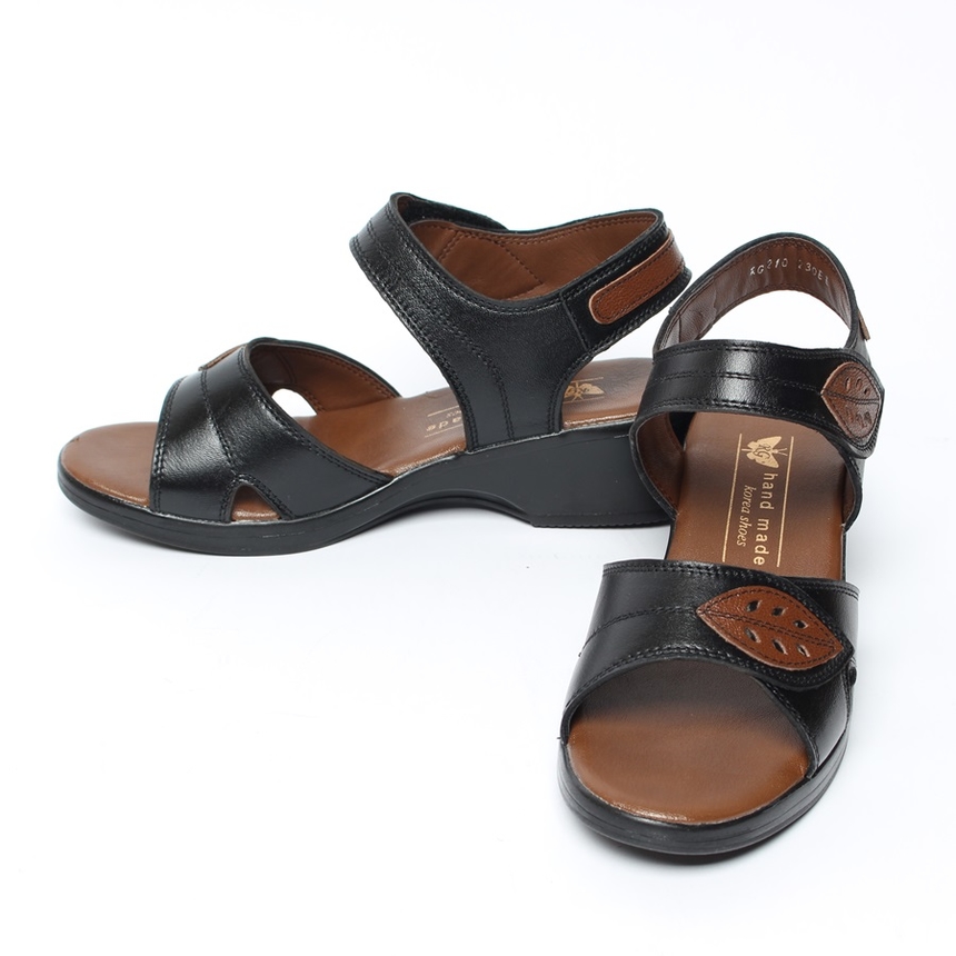 통가죽 핸드메이드 나뭇잎 여성샌들_4