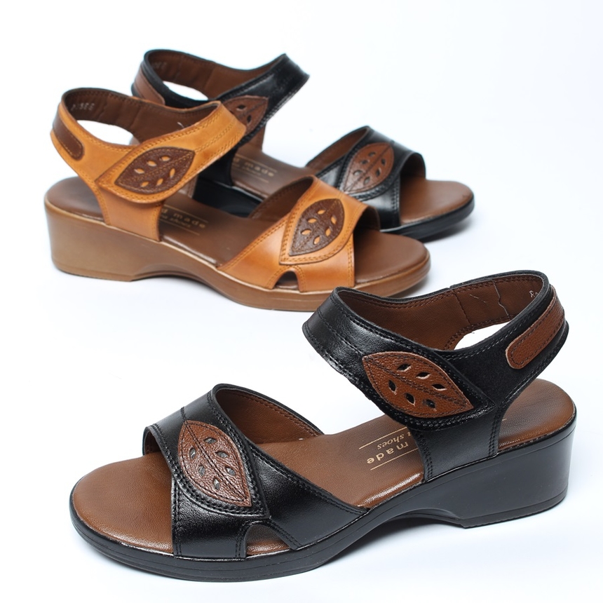 통가죽 핸드메이드 나뭇잎 여성샌들_1