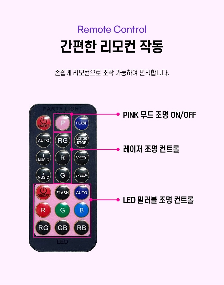 코인 파티볼 미러볼 LED 레이저 리모콘 키즈카페 펜션 코인노래방 파티조명 - G마켓 모바일