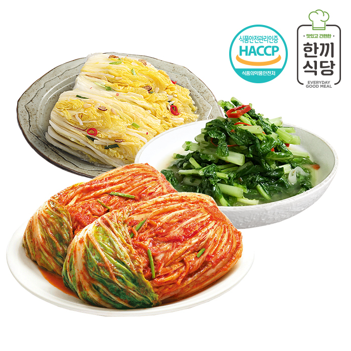 [한끼식당] 우리 농산물 100% 김치 인기 3종세트(포기김치1kg,청양열무김치1kg,백김치1kg)