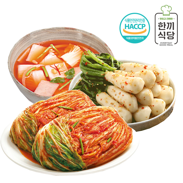 [한끼식당] 우리 농산물 100% 김치 알찬 3종세트(포기김치1kg,고추씨총각김치1kg,나박김치1kg)
