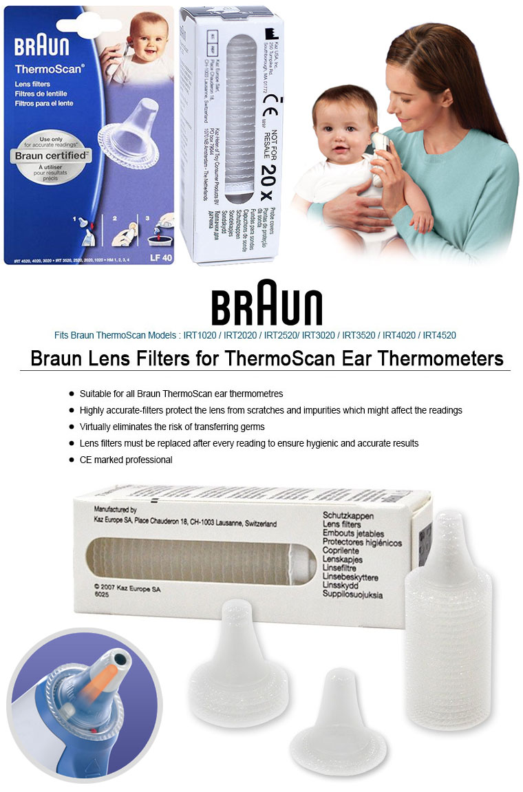 (2Pack) BRAUN ThermoScan Lens Filters Ear Thermometer Probe Cover Cap