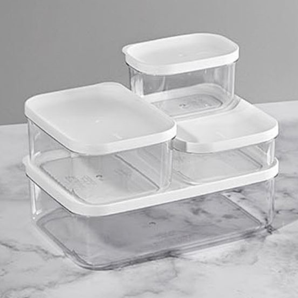 냉장고 소분용기 세트 냉장고수납 정리 보관용기 플라스틱 식품용기 투명 밀폐용기 셋트 / 화이트 브라운
