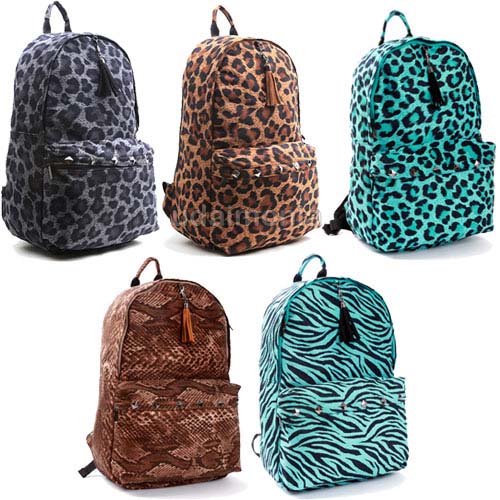 Animal Print Backpack Bookbags School Bag