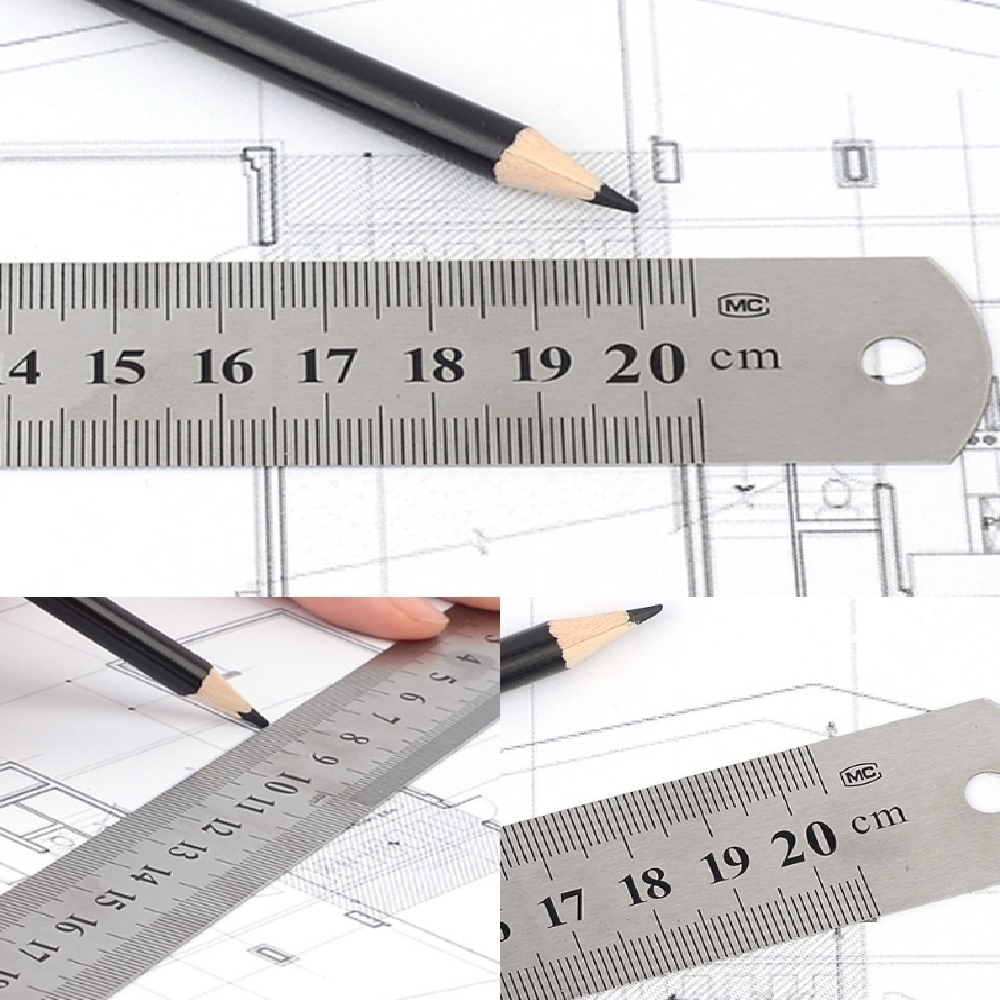 중학생 측정자 그리기자 직선 도면 미술 쇠 스틸 20cm