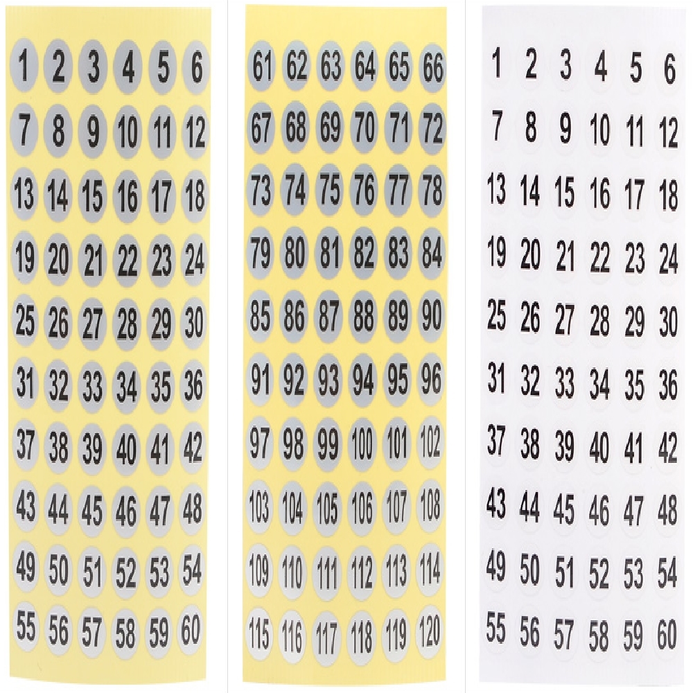 학교행사내 작은원형숫자스티커 은색 투명 1cm 선택3종 1-60 61-120 투명1-60 1매