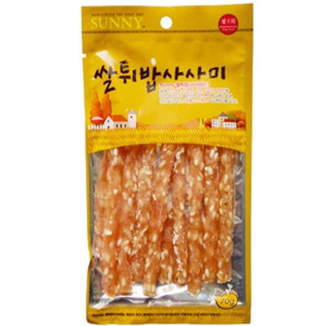 Dfav 강아지 영양 간식 쌀튀밥 스틱사사미 70g