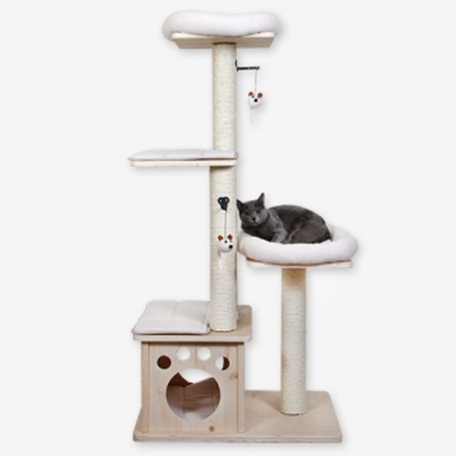 Dfav PMC 고양이 원목캣타워 방석 매트포함 높이142cm