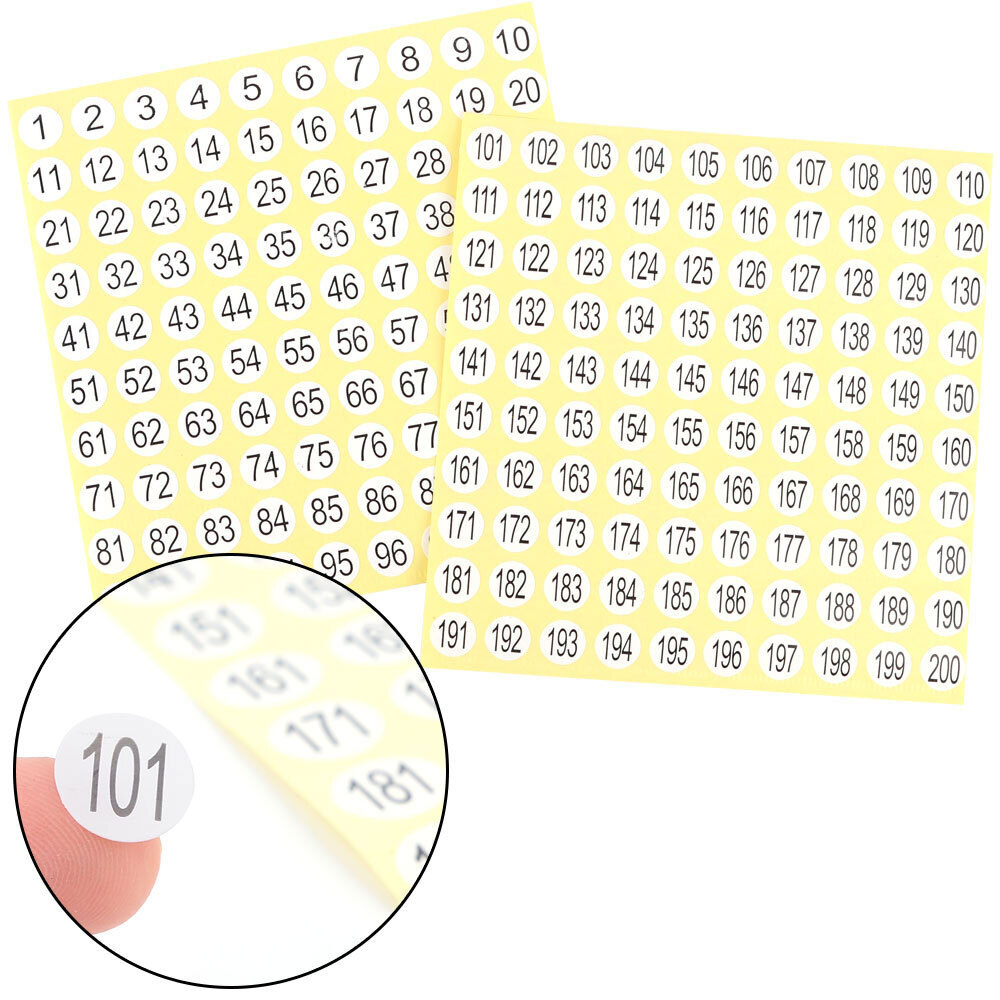 작은 숫자 스티커 1~200 미니 숫자스티커 번호 넘버링 넘버