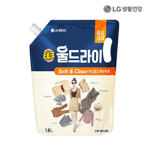 LG생활건강 테크 울드라이 소프트앤클린 1.8L
