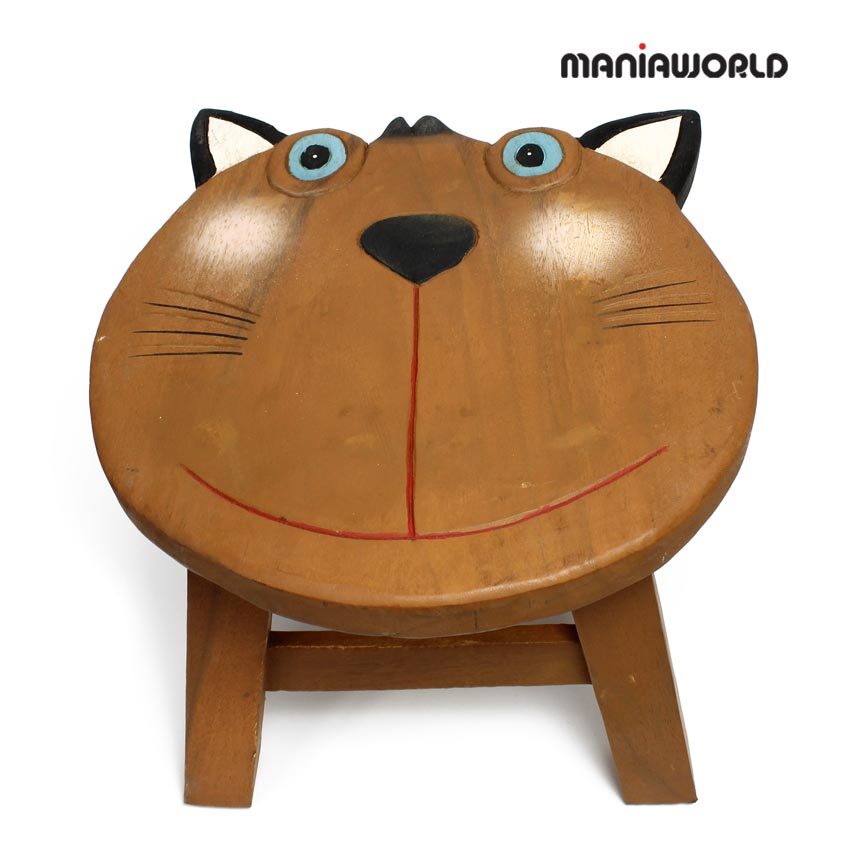 정품 원목 고양이 스툴 작은사이즈 동물 유아용 의자 Stool Cat