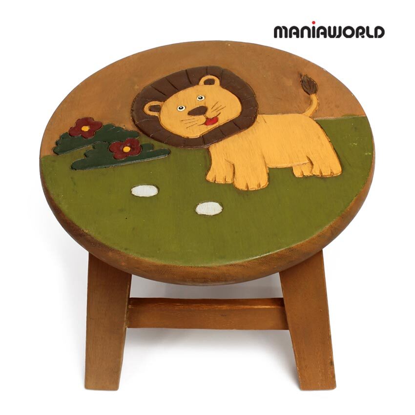 정품 원목 사자 스툴 작은사이즈 동물 유아용 의자 Stool Lion