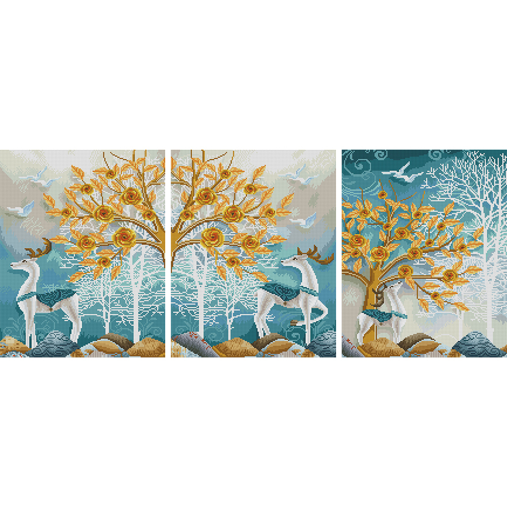 아트조이 DIY 보석십자수 (캔버스형) 돈나무와 흰사슴 (3단세트)