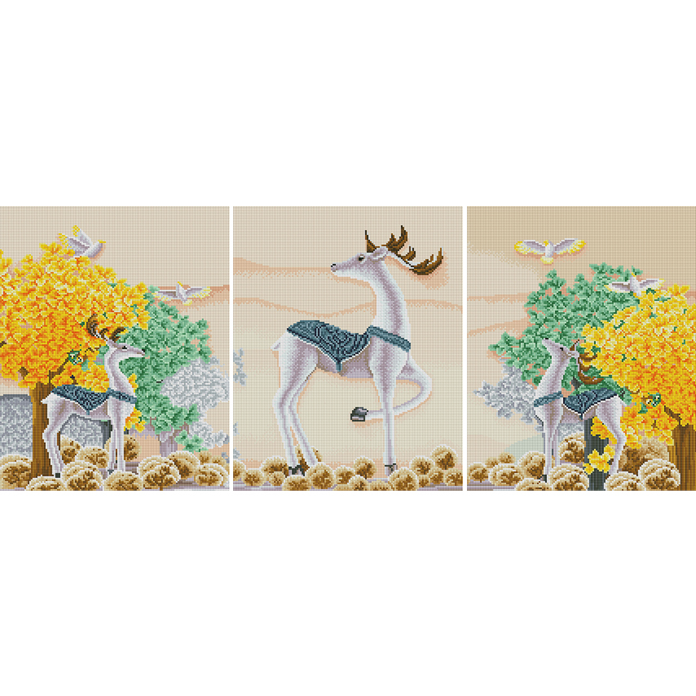 아트조이 DIY 보석십자수 (캔버스형) 흰사슴이 있는 풍경 (3단세트)