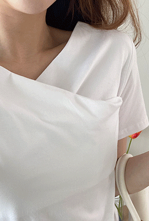 라라 랩 반팔 티셔츠 (아이보리 핑크 민트 블랙) 무지 슬림핏 스판 브이넥