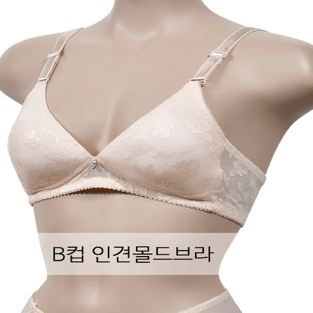 플라워 인견 몰드 B컵 브라 100B 베이지 여자브라 여자브래지어