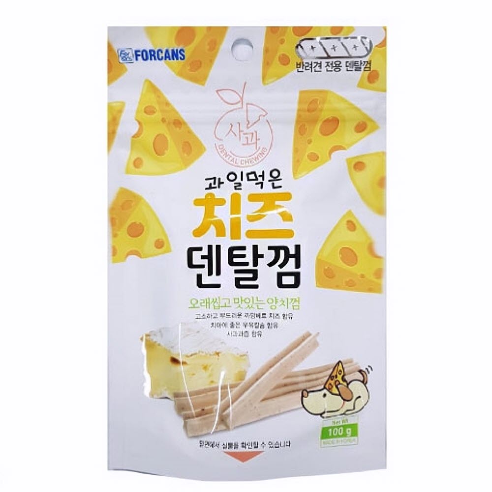 치즈덴탈껌 100g 사과 강아지간식껌 강아지껌