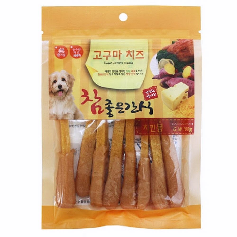 100g 고구마 치즈 치킨 봉 강아지 육포스틱 애견간식