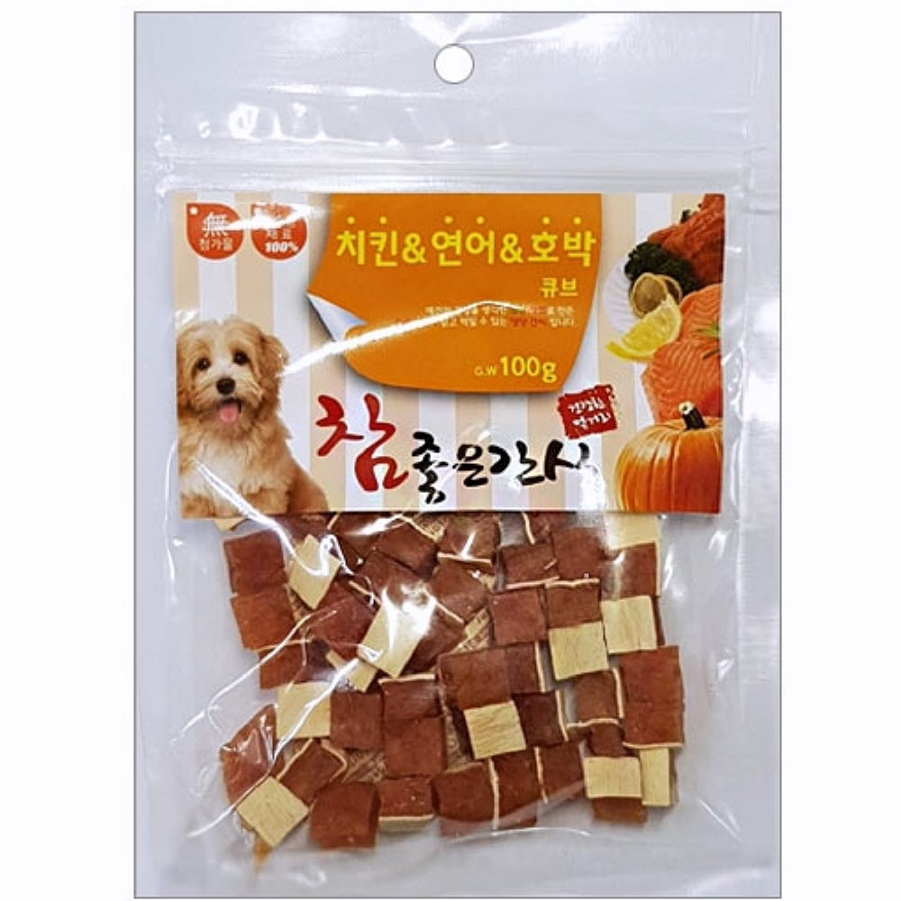 100g 치킨 연어 호박 큐브 진도견사료 강아지좋은사료