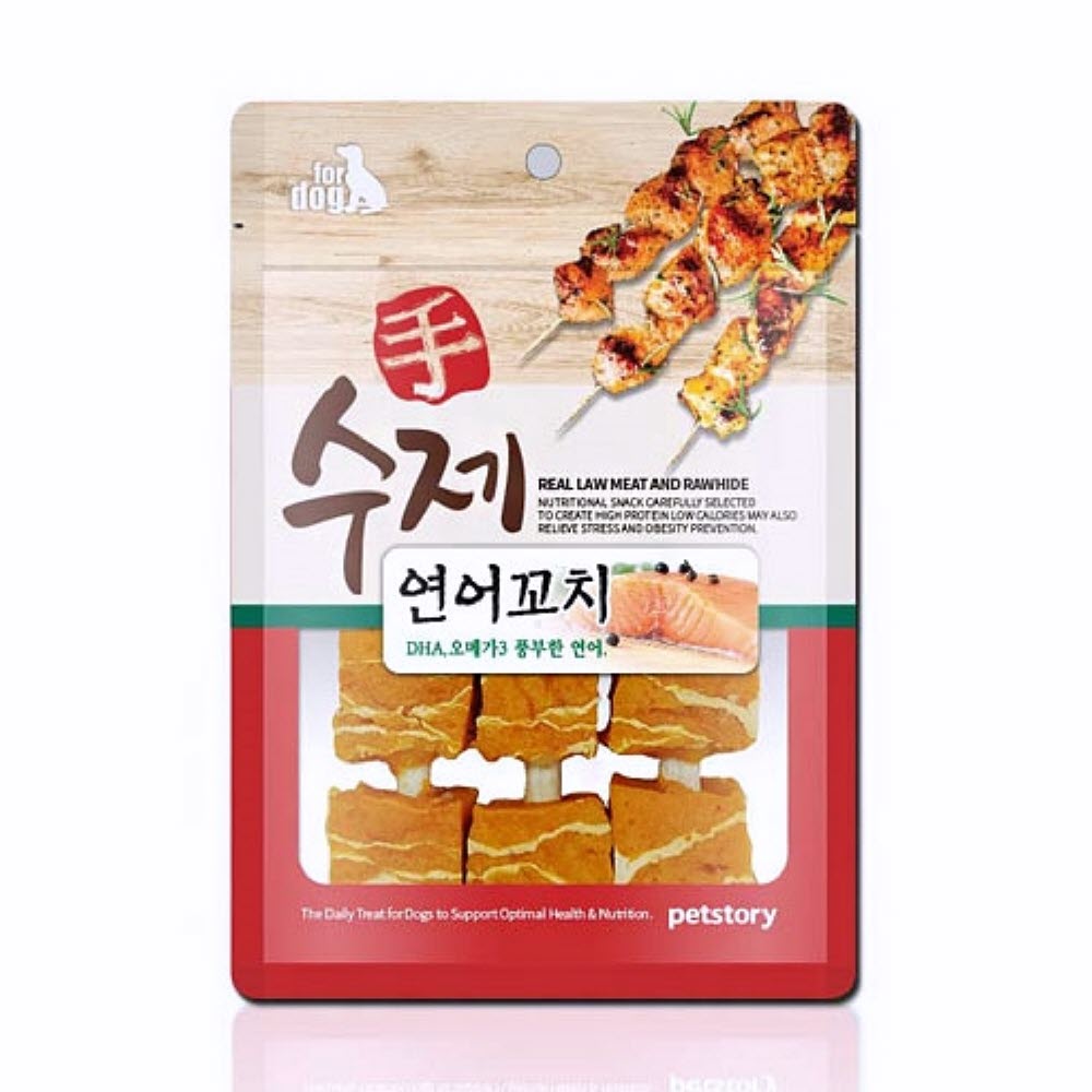 수제 꼬치 90g 연어 애견간식 개간식