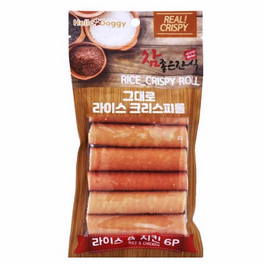 크리스피롤 6p 라이스 치킨 스틱간식 애견껌