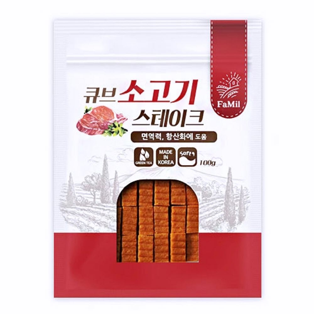 큐브 소고기 스테이크 100g 애완용간식 비프큐브