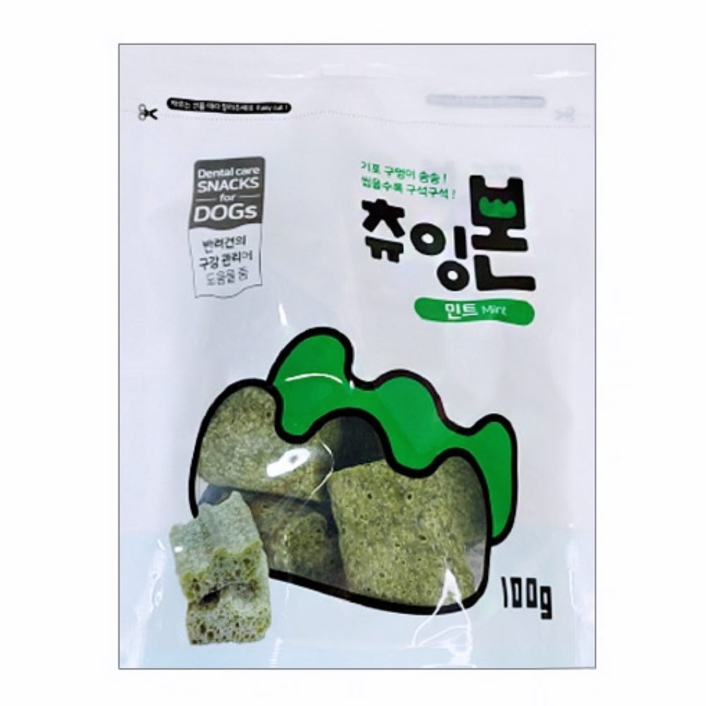 츄잉 본 100g 민트 강아지치석제거껌 개껌간식