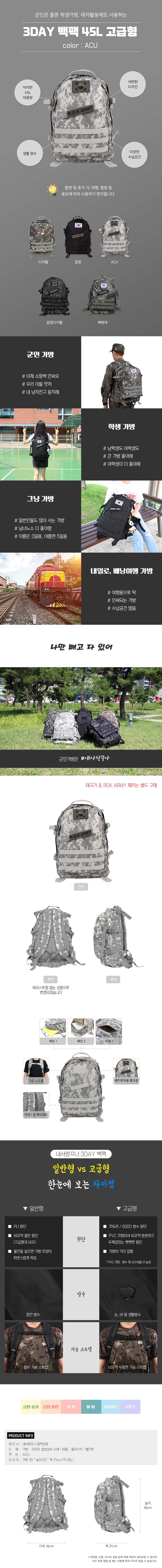 NEW BACKPACK 3DAY ACU Backpack 45L Military Bag Mi